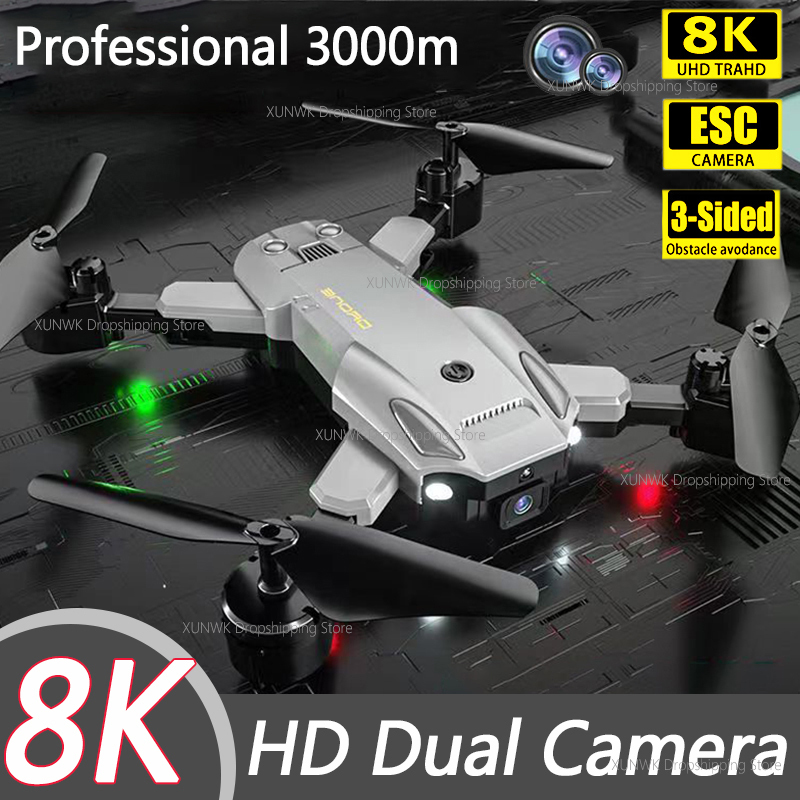 

Drones 8K 5G GPS HD Drone Professional Dual Camera Wifi FPV Obstacle Avoidance Folding Quadcopter Optical Flow Fly Distance 3000M Toy 230503