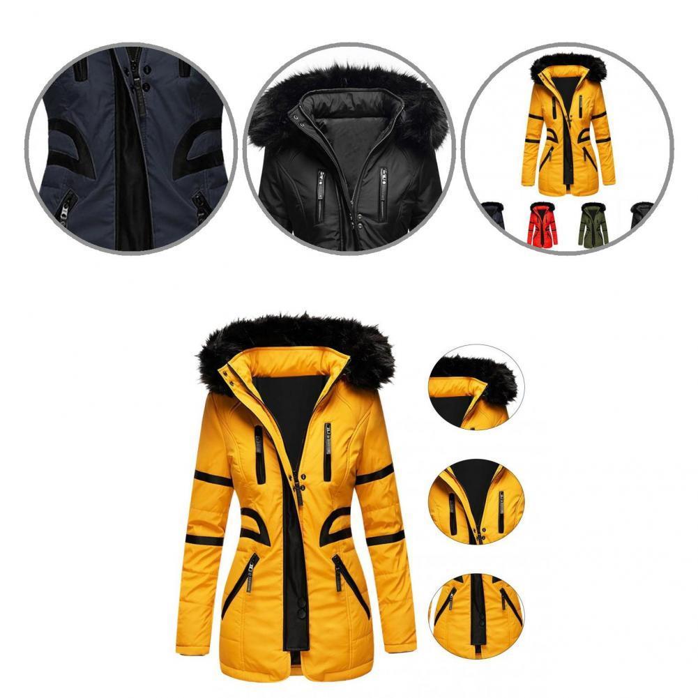 

Parkas Winter Coat Long Puffer Jacket Waist Tight Thermal Great Casual Plush Hooded Winter Coat, Black