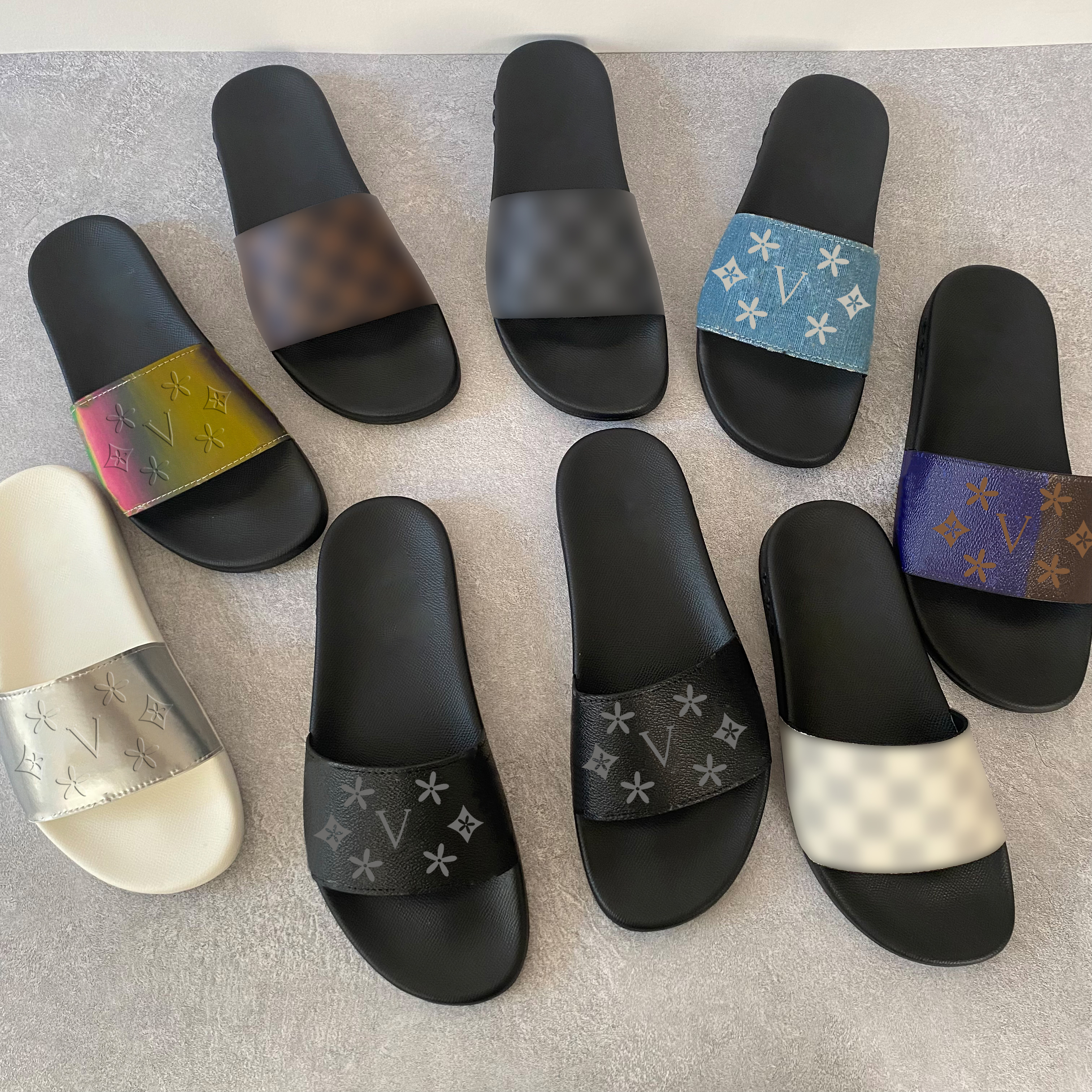 

luxury designer Waterfront Mule Rubber sandal outsole waterproof shinny Leather high heel Padded Front Strap Slippers Style Slides, #8