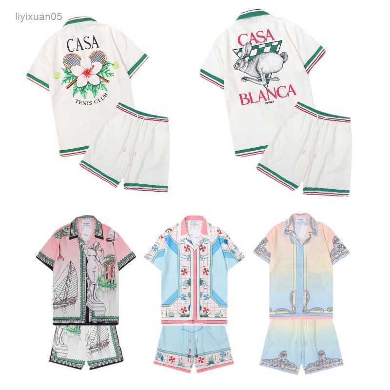 

Men's Casual Shirts Casablanca Mens Shorts and Set Fashion Holiday Couple Printing Designer Short Sleeve Uttw, Style8