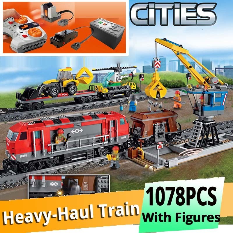 

Blocks Building Block Heavy Haul Train Brick city Toy for Children Girl boy 60098 02009 02008 60052 Cargo Birthday Christmas gift 230504