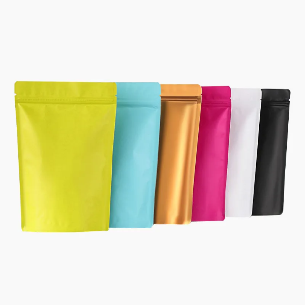 Colorful Matte Stand Up Zip Lock Mylar Packaging Bags Aluminium Foil Zipper Standing Food Storage Bag for Snacks with Tear Notch