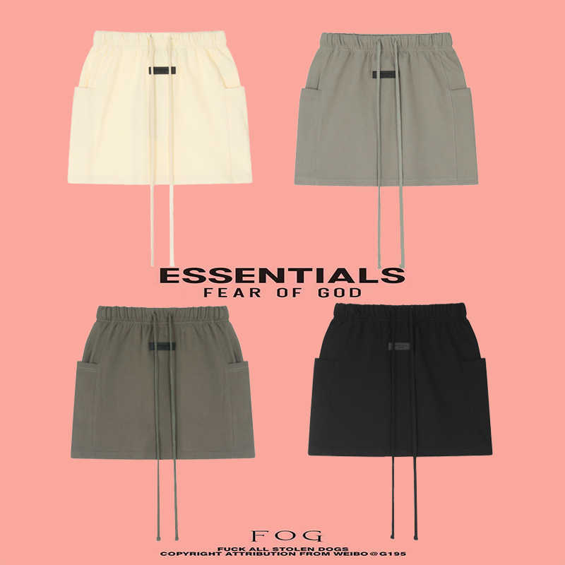 

Designer Clothing Womens Skirts Designer Clothing Fears Of God Short Skirt Casual Spicy Girl Fog Ess Versatile Commuter Pocket Drawstring Elastic Waist Skirt for sa, Apricot rice white