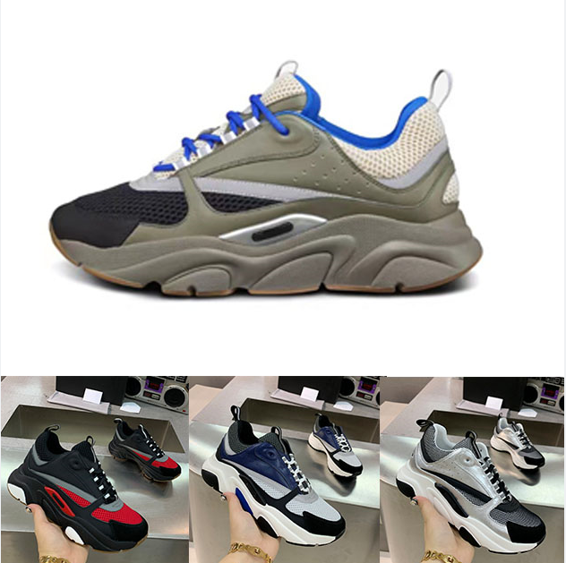 

B22 Casual Shoes Reflective Sneakers Mens Women Trainers Calfskin Patchwork Sneaker oblique Technical Shoe Platform Vintage Shoess, 25