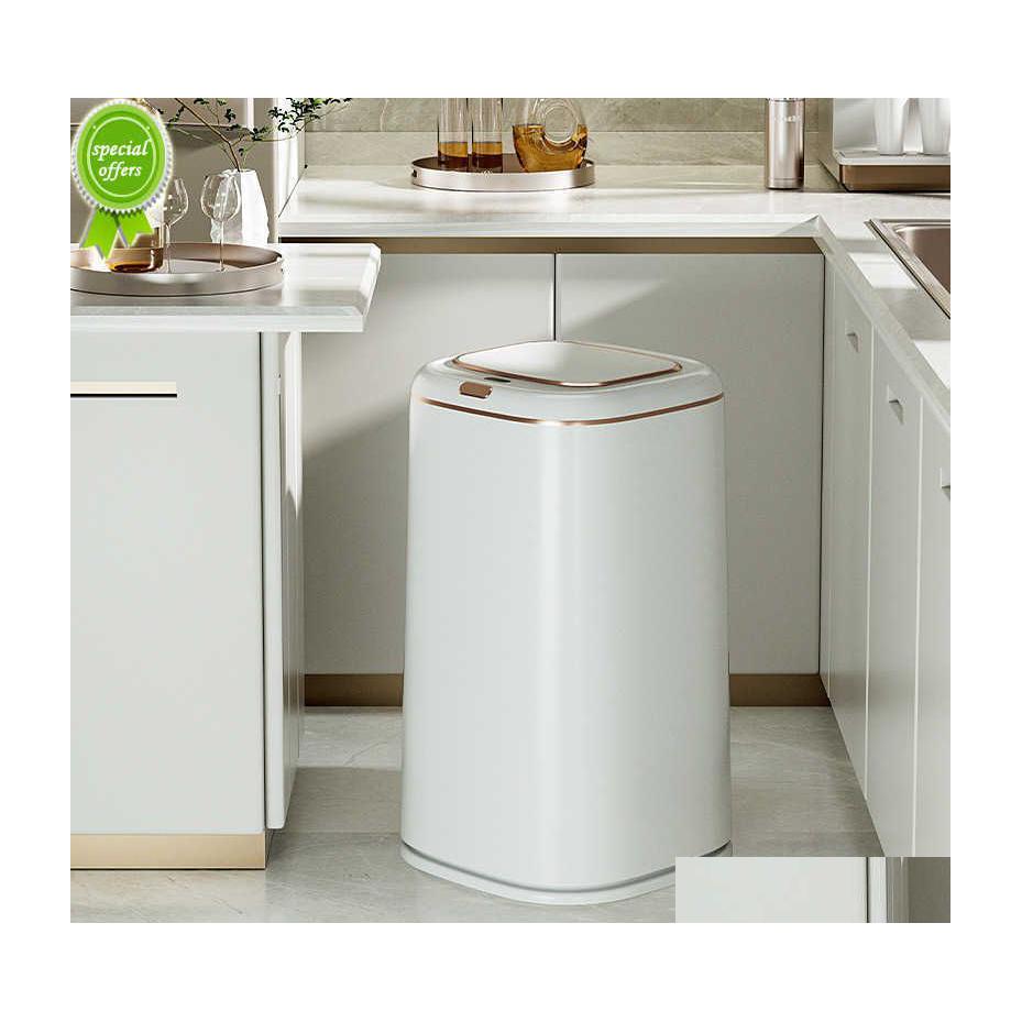 

Waste Bins 40L Smart Sensor Trash Can Large Capacity Induction Bin Electric Touchless Wastebasket For Kitchen Bathroom With Lid Drop Dho9M