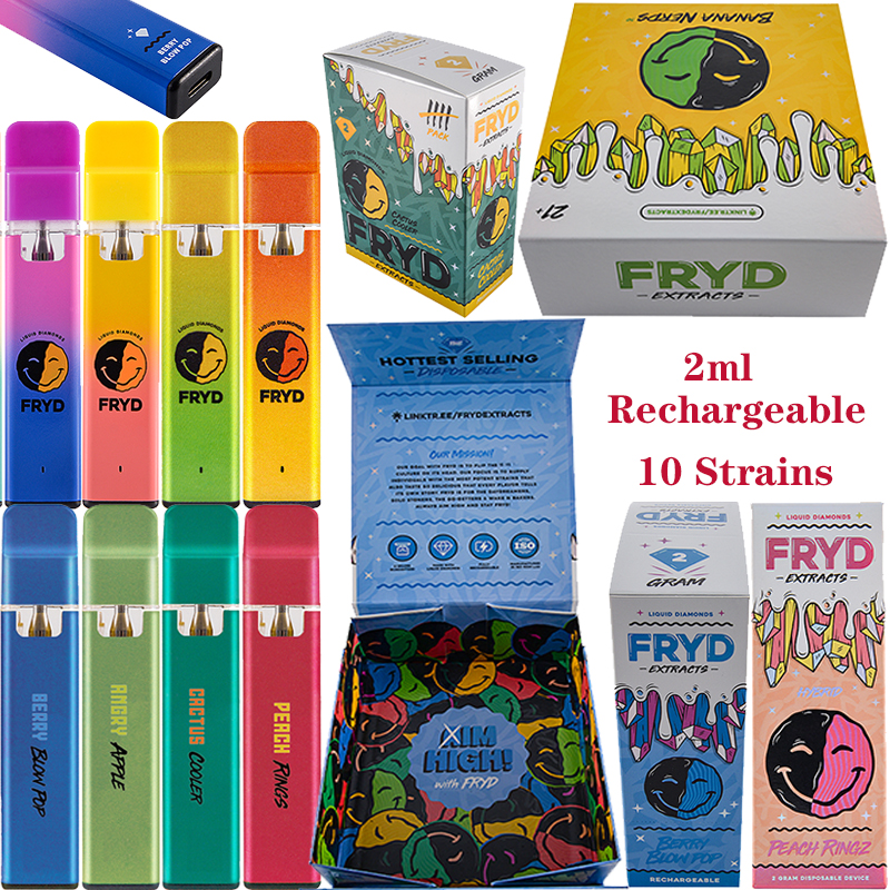 

USA Stock FRYD Liquid Diamonds E Cigarettes Rechargeable Disposable Vape Pen 2ml Starter Kit Vapes Cartridges Empty Carts Device Pods Vaporizer Type C 10 Flavors