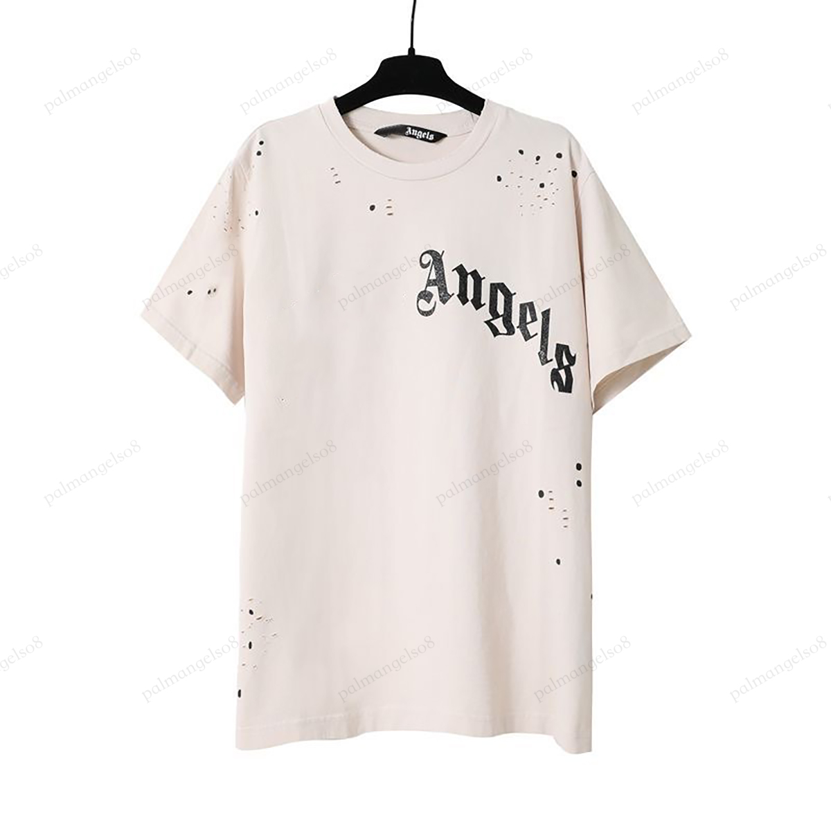 

Angels Ripped Vintage Shirts Large Size Cotton Casual Crewneck Clothes Short Sleeve Luxury Hip Hop Streetwear Oversized 105G2, Black