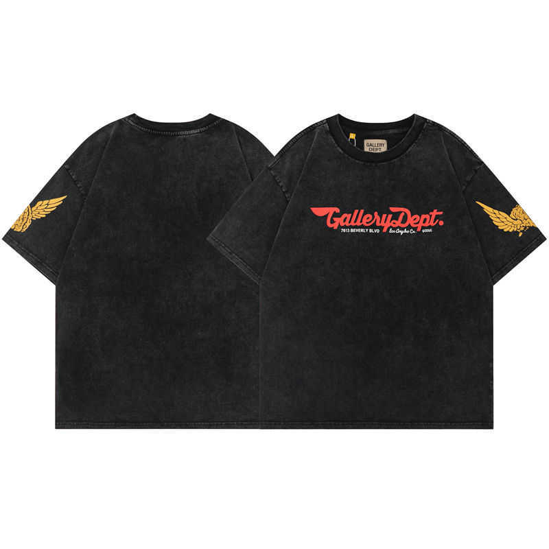 

Designer Men's T-shirts Gallers Dept Washed and Worn Out Simple Letter Printing Men's Loose Fashion Short Sleeve T-shirt Fashion Summer Ins, Black