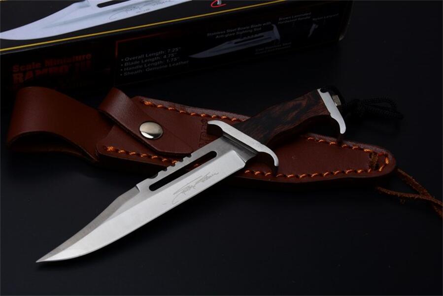 

Rambo MINI Fixed Blade Knives Hardwood Handle EDC Tactical Camping Hunting Survival Pocket Knife