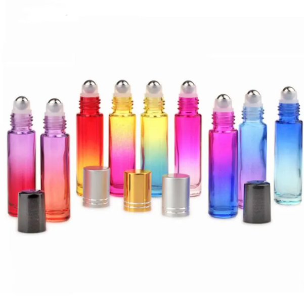 10ml Glass Roll on Bottles Gradient Color Roller Bottles with Stainless Steel Balls Roll-on Bottle Perfect for essential oils LX5028