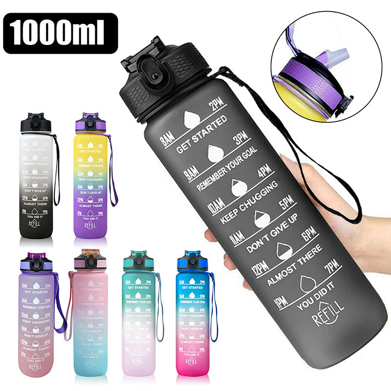 

Tumblers 1 Liter Motivational Water Bottle With Straw Noozle with Time Marker Leakproof Sports Water Bottle for Gym Camping Tour 230503, C-pink