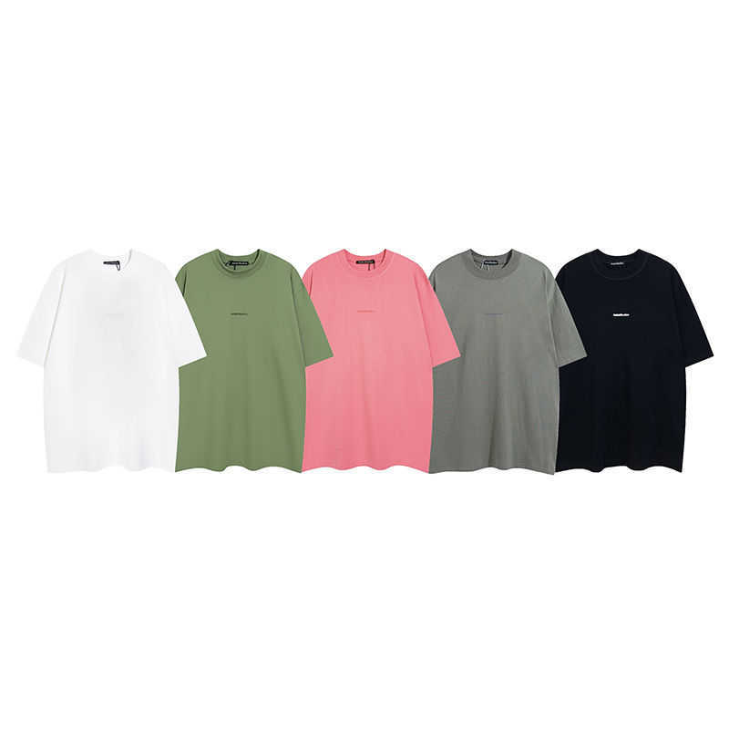 

Designer Men's T-shirts Acne Studios New Simple Letter Short Sleeve Men's and Women's Loose Summer Pure Cotton Couple Round Neck T-shirt, Grey