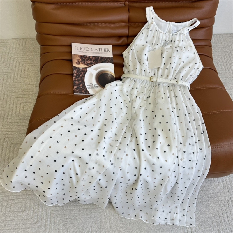 

designer dress dresses for woman womens designer clothing Elegant Dotted Sleeveless Halter Mid Calf Long White Dresses Party Formal Clothes, Ivory