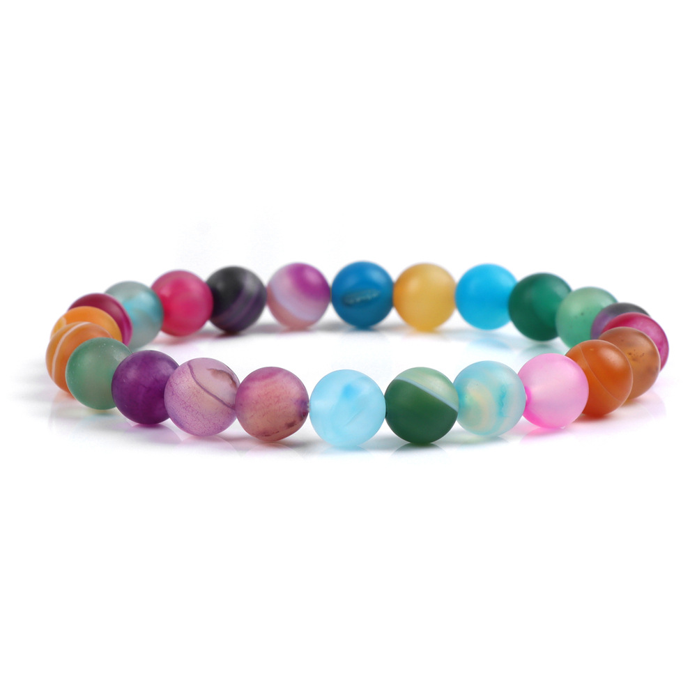 Colors 8mm Natural Stone Strand Bracelets for women Elasticity Fluorite Agate Yoga Bangle Men Jewelry