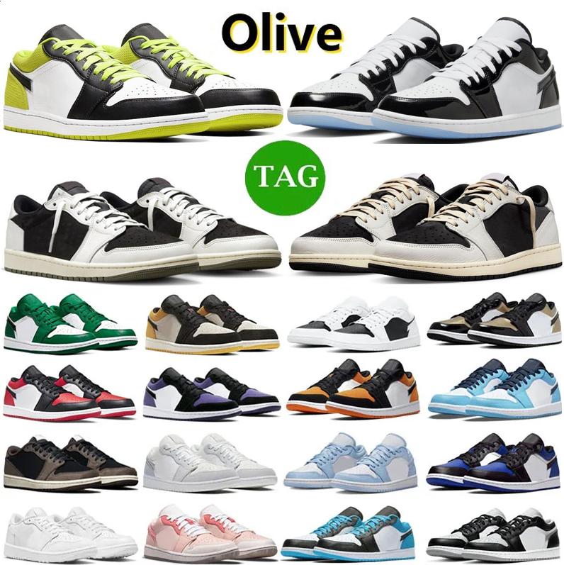 

1 1s Low Mens Basketball Shoes Black Phantom Fragment Dark Reverse Mocha Concord Olive Multi Pastel Women Spor OG air shoe, #36
