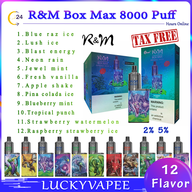 

Original R&M Box Max Puff 8000 8K Disposable Vape Pen E Cigarette Rechargeable Battery Airflow Control Mesh Coil 12.5ml 10K Big Vapor Kit Authentic 10K