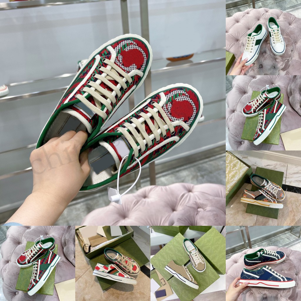 

Mens Tennis 1977 Denim Canvas Casual Shoes Women Size Eur34-44 Rubber Sole Designers Pattern Top Luxury Lace-up Sneakers Blue Jacquard Embossed Alphabet Shoes Lady, Color 6