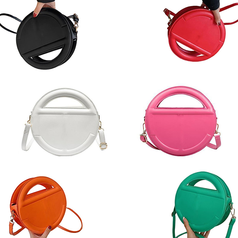 

Pink Small Circle Shopping Shoulder Telfer Bag Designer Womens Black Green White Red Blue Orange Yellow Khaki Purple PU Tote Bags Classic Purse Size 16 CM, Colour 1