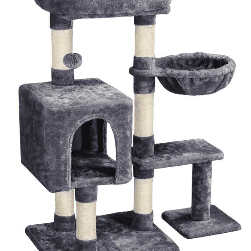 

4-Level Plush Tree Pet Scratching Stand with Condo, Dark Gray