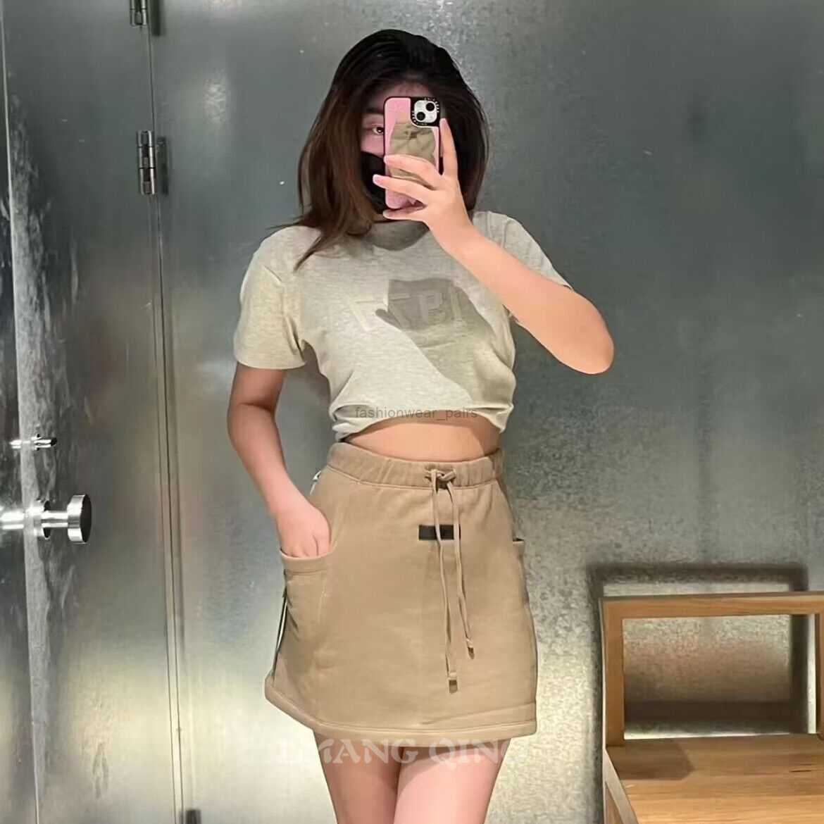 

Designer Clothing Womens Skirts Fears of God Fog Double Thread Essen Short Skirt Women's Bag Hip Drawstring Sports Half Skirt Sexy Wrap Hip Slim High Waist for sale, Sea green