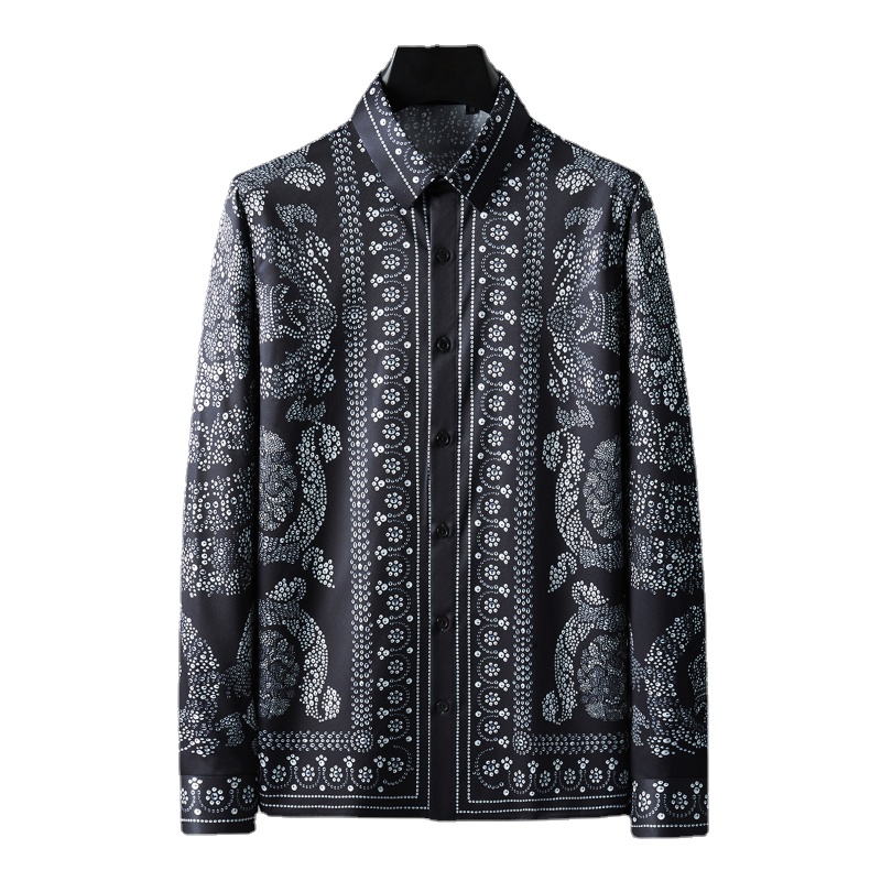 

Polka Dot Allover Printed Men's Shirts Luxury Long Sleeve Four Seasons Business Casual Party Man Dress Shirts 3XL, Color as picture