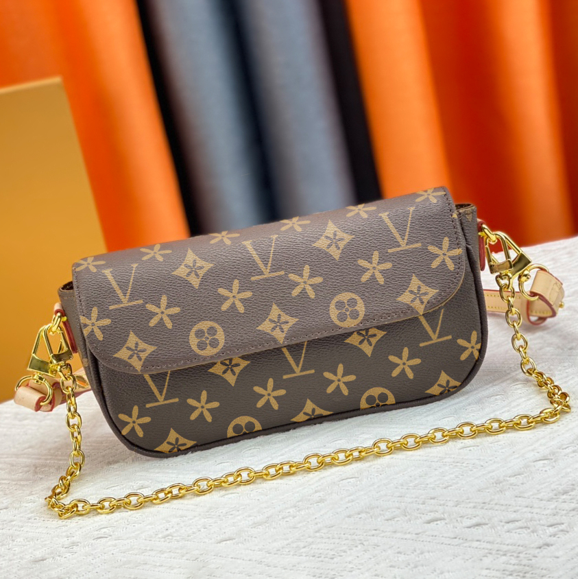 

M81911 M82210 wallet on chain ivy bag womens man pochette Designer white purse shoulder envelope bag Luxury leather handbag gold flap cross body clutch tote hand bags, Black embossed