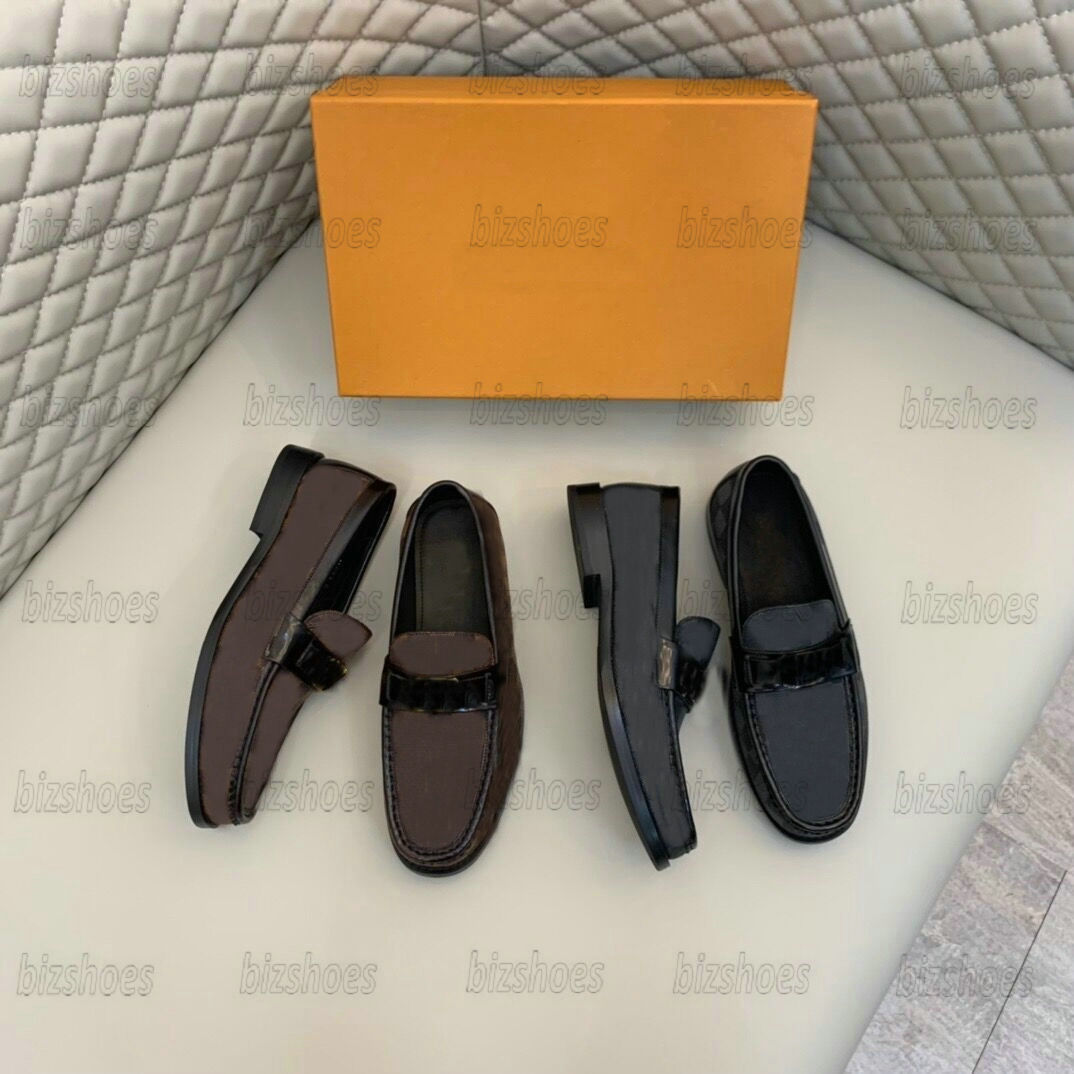 

Designer Damier Driving Shoes classic MAJOR LOAFER Dark-brown Glazed Leather Men's Casual Dress Shoe HOCKENHEIM MOCCASIN 1A5A3K Rubber Nuds outsole Loafers Slip On, #1