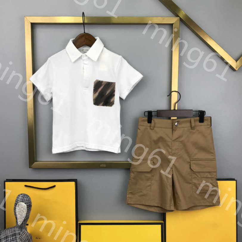 

23ss boys t shirt Shorts suit kids designer clothes kids set lapel Color matching Letter pocket Short sleeve polo shirts embroidery shorts suits baby clothes a1, 14