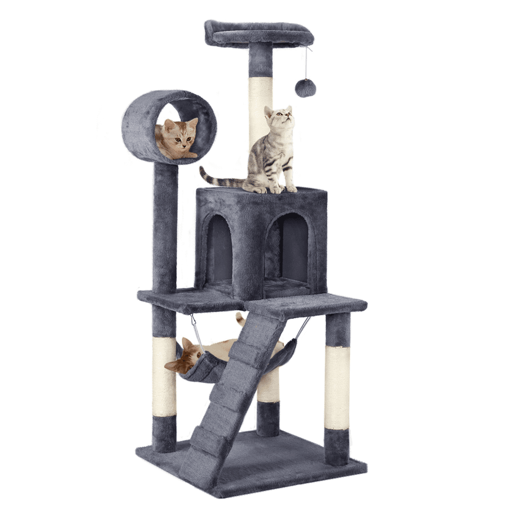 

51 Tree Condo Multilevel Towers W Hammock Tunnel Scratching Post, Dark Gray