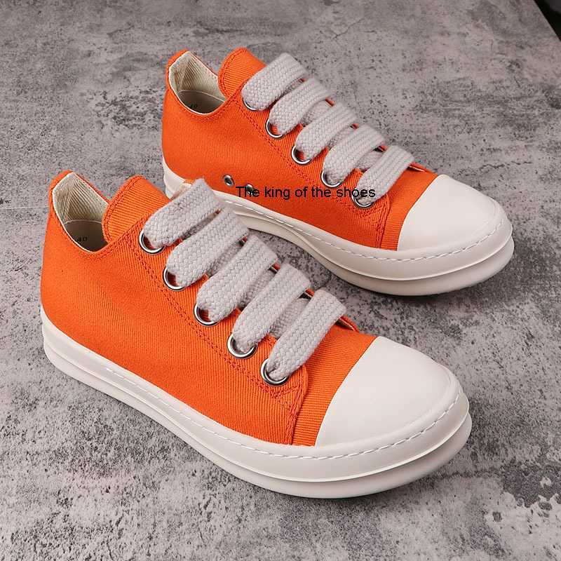 

Rick Casual Shoes Men's Coarse LACES Canvas Sneakers RO Owens Orange Low Help Women's Board Shoes