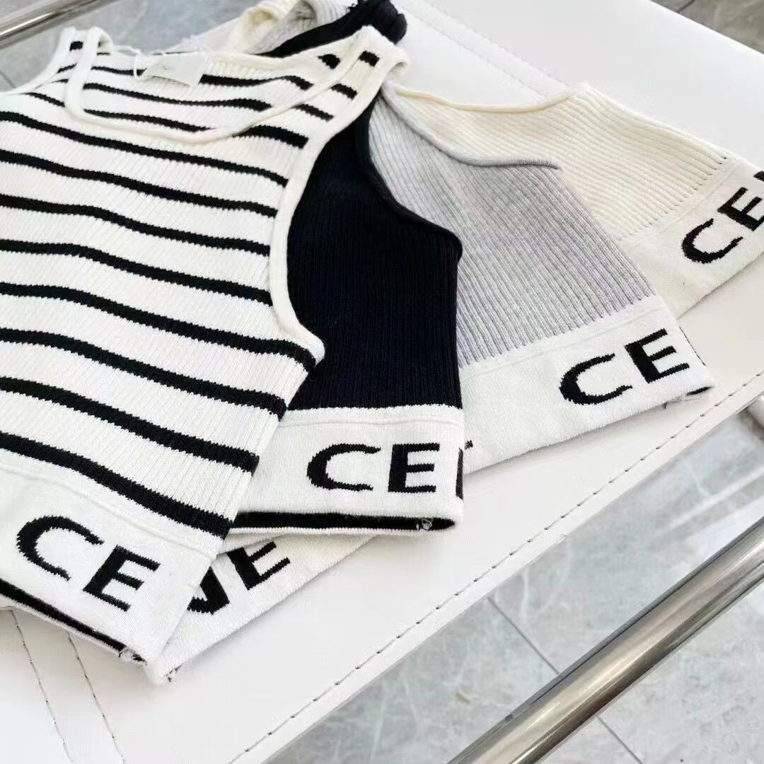 

Designer Womens Sexy Crop Top Embroidery Letter Knits Vest Designer Breathable Knitted Vests Outdoor Sport Camis Knits Tee Yoga Tees Breathable Pullover