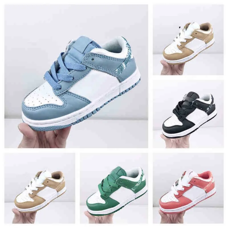 

New Fashion Kids Designer Basketball shoes dunks Low Sneakers Infant Boys Girls Outdoor green brown Black Paisley SB baby toddlers Children, 12607602