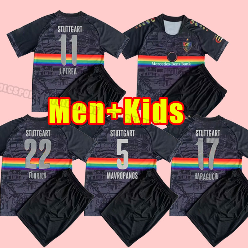 

22 23 VFB Stuttgarts Kids Kit soccer jerseys Special Edition Black MAVROPANOS J.PEREA HARAGUCHI FUHRICH Child Suit Football Shirts Uniforms, Concept edtion