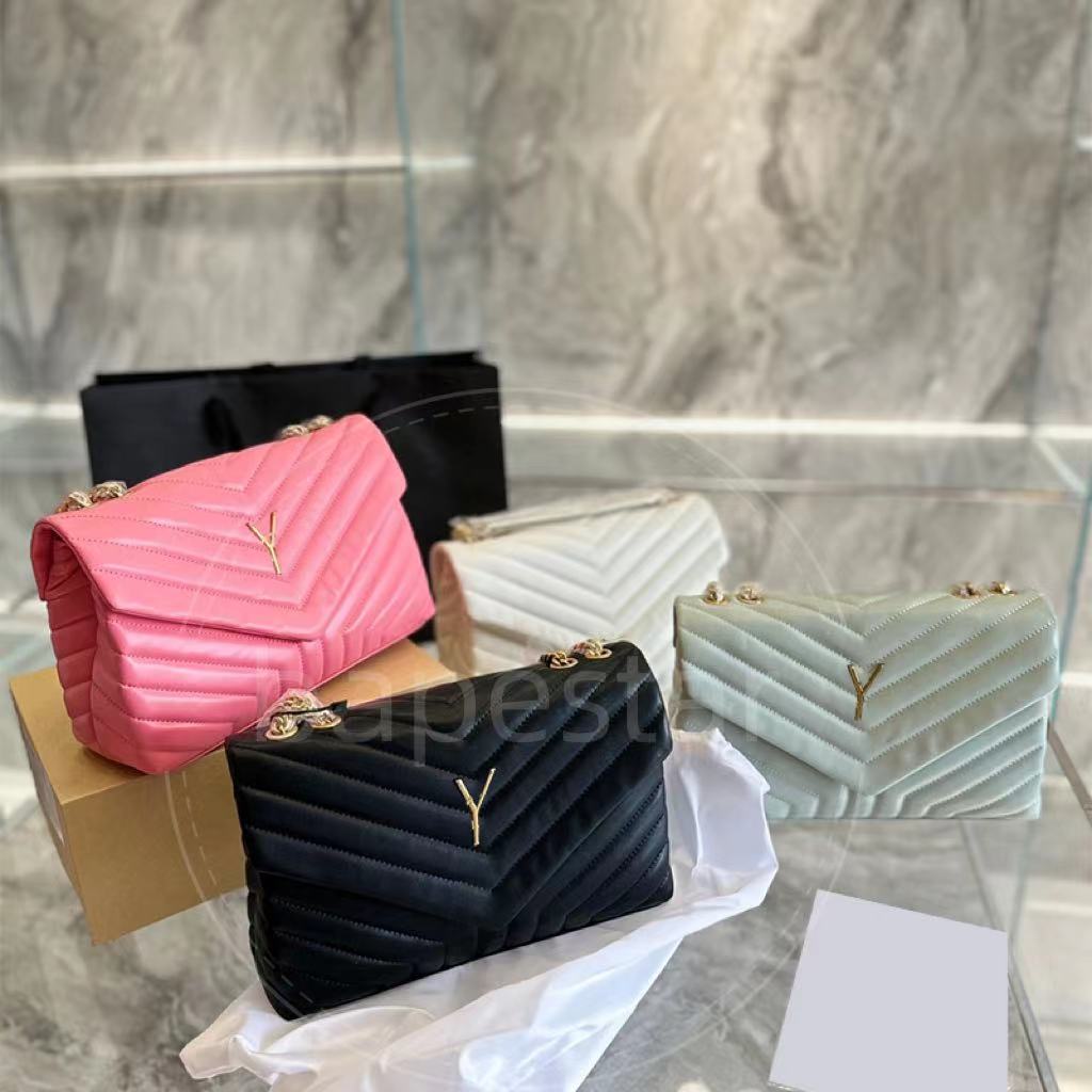 

Women Shoulder Bag Caviar Designer Handbag 7A Quality Purse Bags Clutch Tote Black Calfskin Classic Diagonal Stripes Quilted Chain Double Flap ysls Cross Body puffer, 38