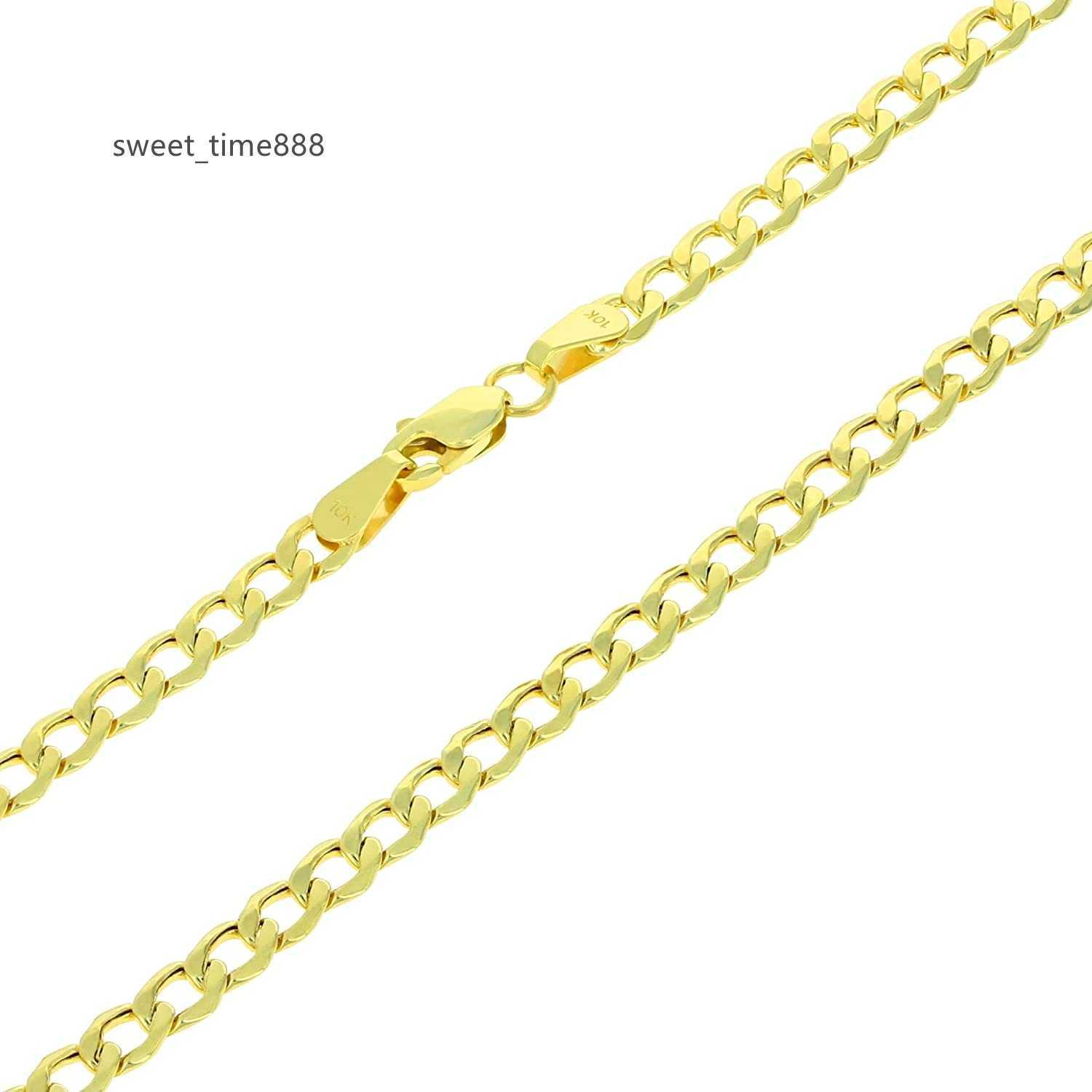 

Nuragold 10k Yellow Gold 3.5mm Cuban Curb Link Chain Necklace Mens Women 16" 18" 20" 22" 24" 26" 28" 30" - Real Gold Jewelry