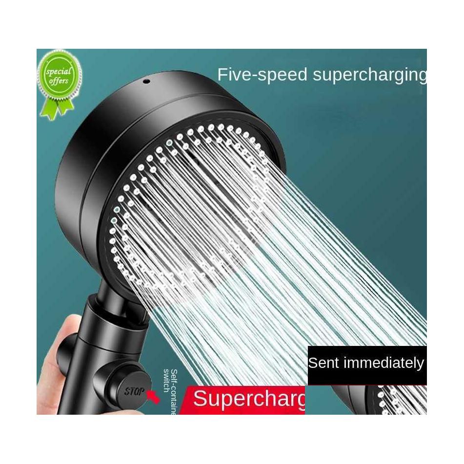 

Bathroom Shower Heads Head Water Saving Black 5 Mode Adjustable High Pressure Onekey Stop Mas Eco Accessories Drop Delivery Home Gar Dhhfg