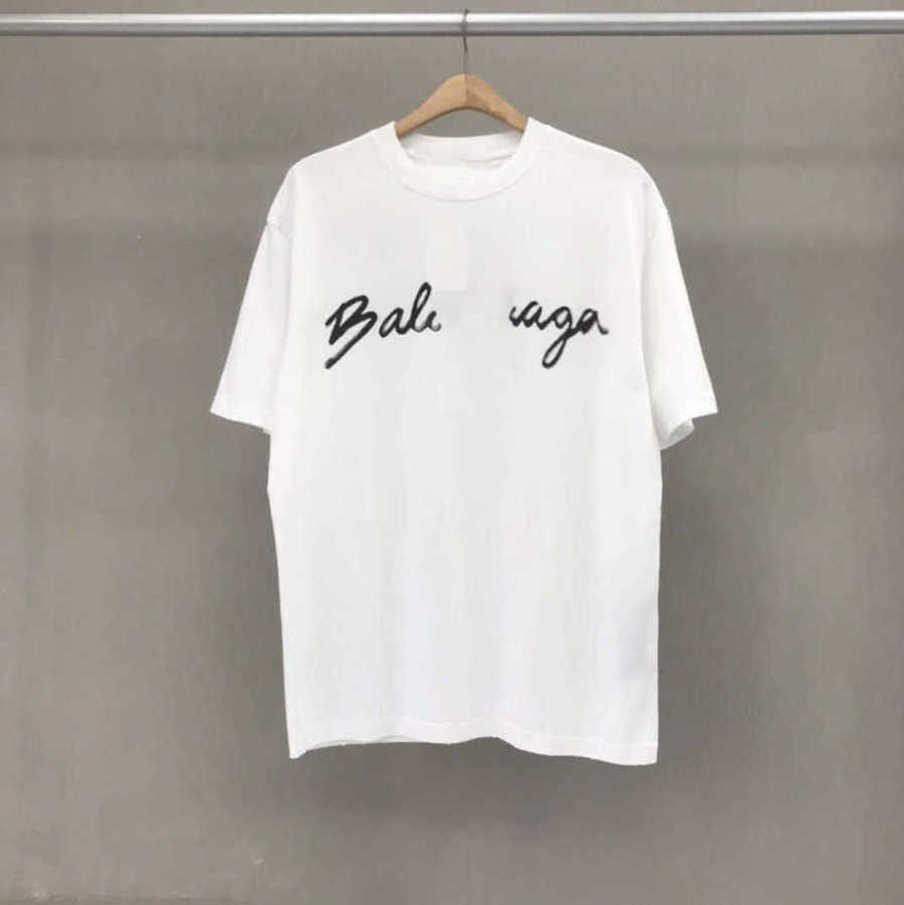 

Designer Summer Balanciagas Women t Shirt Brand Paris Before and After the Letter Classic Pop Graffiti Short Sleeve Men and Women with the Same 5xl White
