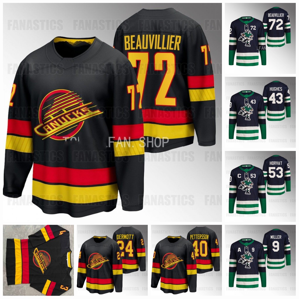 

72 Anthony Beauvillier Canucks Jerseys 2023 Jersey Luke Schenn Jerseys 2023-24 Black Skate Luke Schenn Brock Boeser Garland J.T. Miller Studnicka Lazar Vancouver, 2022 home mens s-3xl