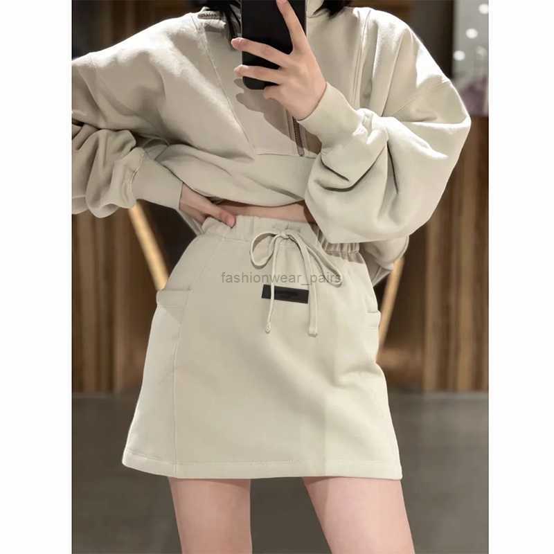 

Designer Clothing Womens Skirts Fears of God Fog Double Line Essen Half Skirt W/wrap Hem Women's Short Skirt with Velvet A-line Fashion Sign Sexy Wrap Hip Slim High Waist, Sea green