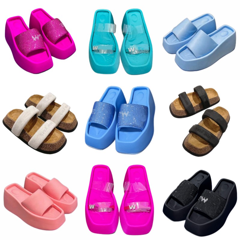 Slippers luxury women's designer shoes summer letter platform shoes classic diamond sandals outdoor foam rubber shoes jelly color high heels-image-862043506