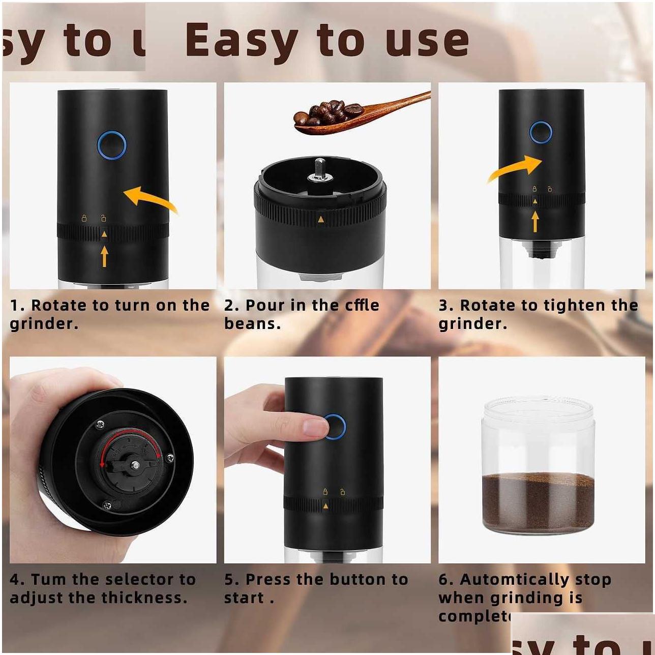 coffee grinder typec usb charge professional ceramic grinding core coffee beans mill grinder upgrade portable electric