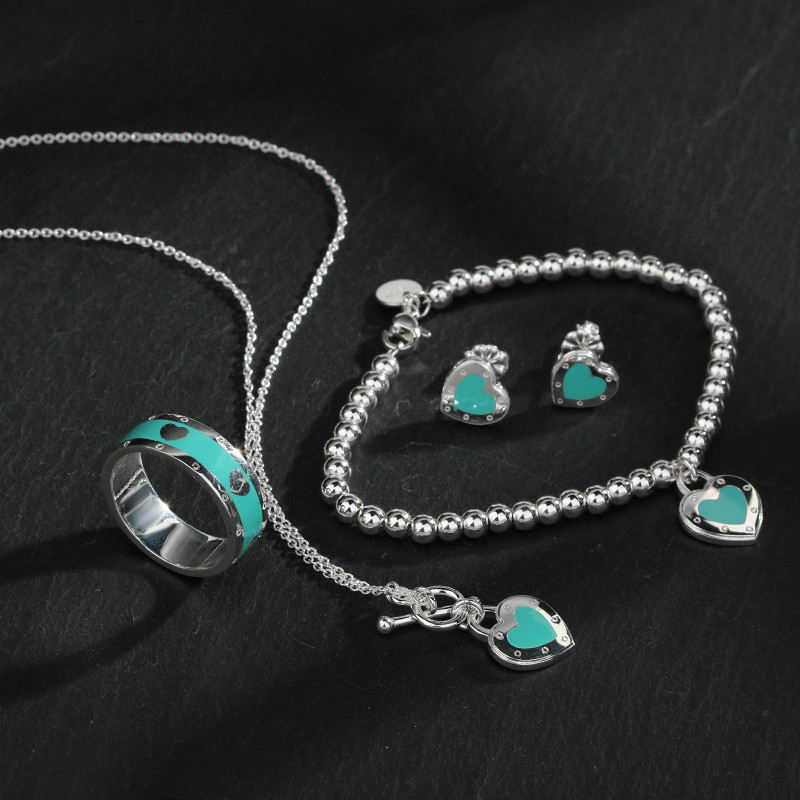 

blue beaded necklaces for teen girls women mom daughter silver designer jewelry set 18K Gold full diamond unisex Fashion Party Christmas Wedding gifts Birthday sale