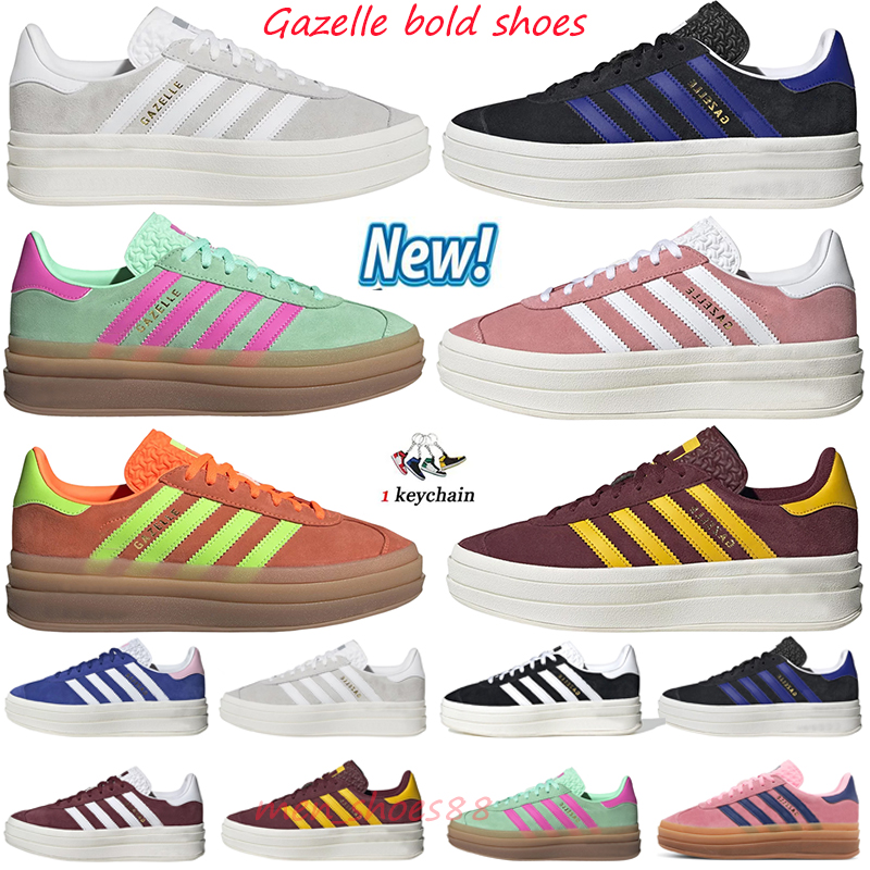 

2023 Gazelle Original Casual Shoes Men Women Solar Orange Green Black White Lucid Blue Pink Super Pop Trainers Platform Sports Sneakers, Grey white