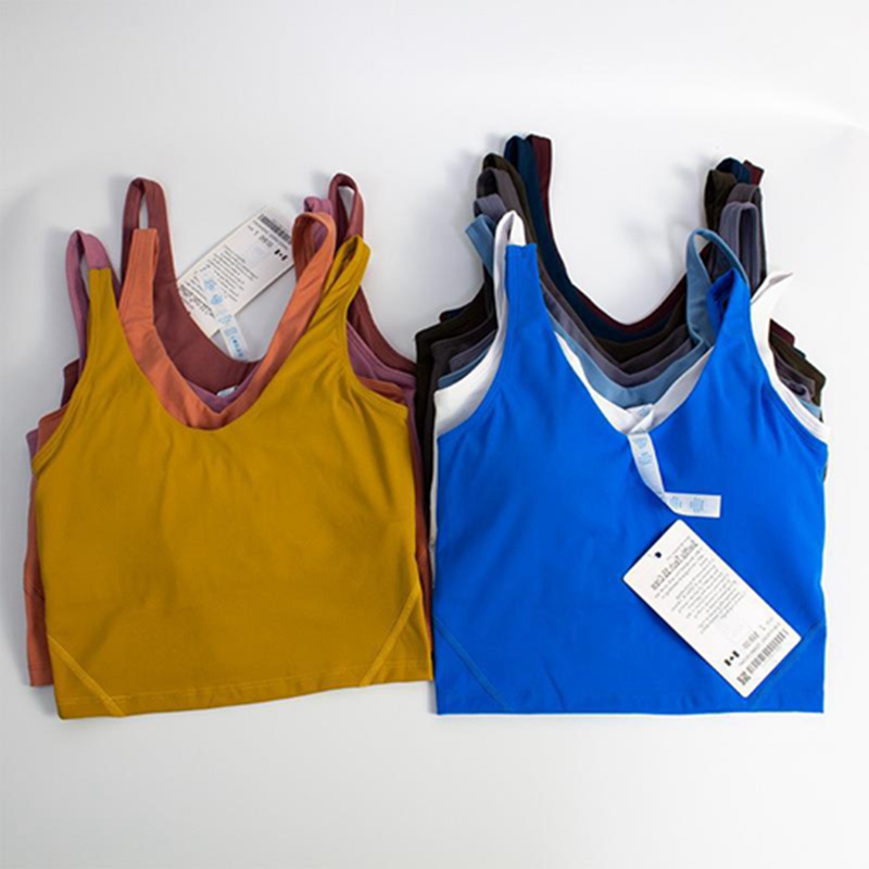 

LU-068 Women Yoga Tank Top Padded Sports Bra Removable Cups Soft Breathable Tight Fit Sexy Vest Gym Running Workout Crop Top, B005