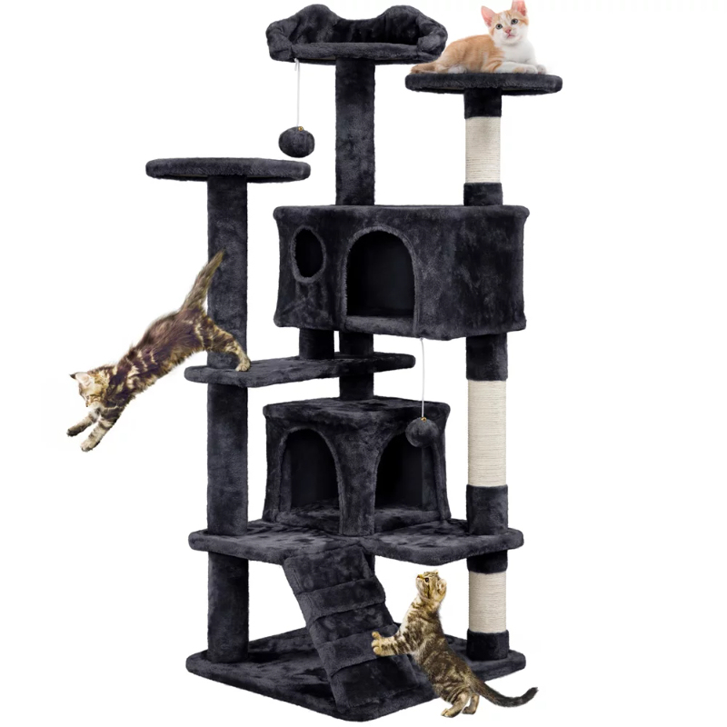 

54 5 Double Condo Tree with Scratching Post Tower, Black