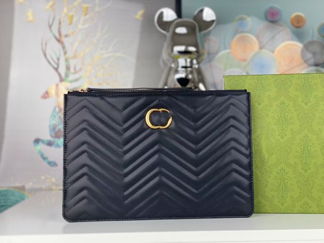 

Genuine leather Cowhide Clutch bags Accessories Wallets Ladies Wallets Zipper Bags Fashion Card Holders Pockets Clutches With Cases#476440 High Quality Black, Red 30x20cm