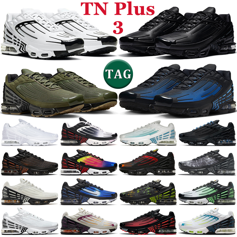 

tn plus 3 tuned running shoes for men Triple White Leather Black Laser Blue Gradient Olive Crimson Red Graphic Summer Nights mens trainers outdoor sports sneakers