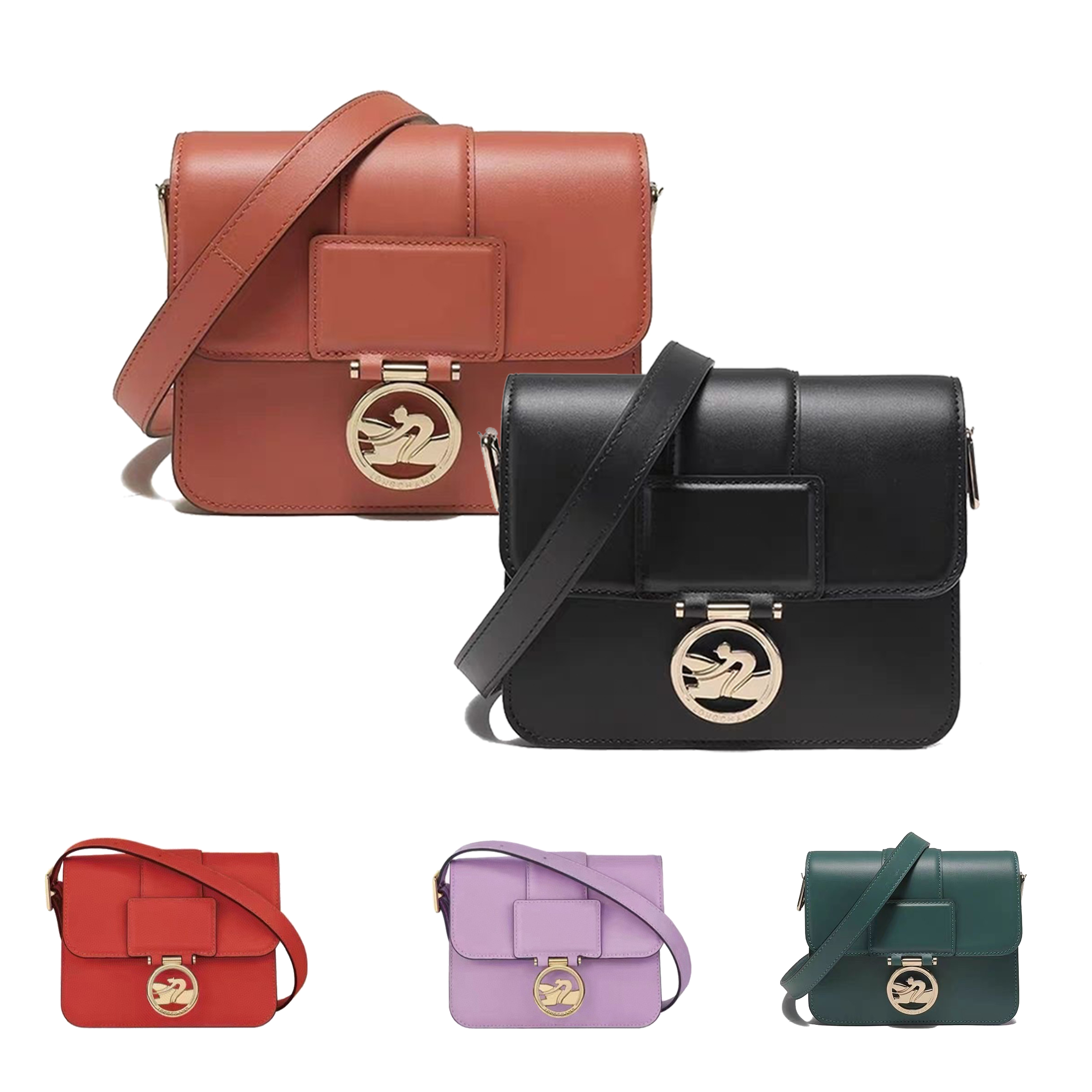 

Luxury longchammp tote handbag mens bag for man 7a crossbody Womens messenger shoulder Bag Genuine Leather saddle with strap Designer multi pochette clutch bags, Orange