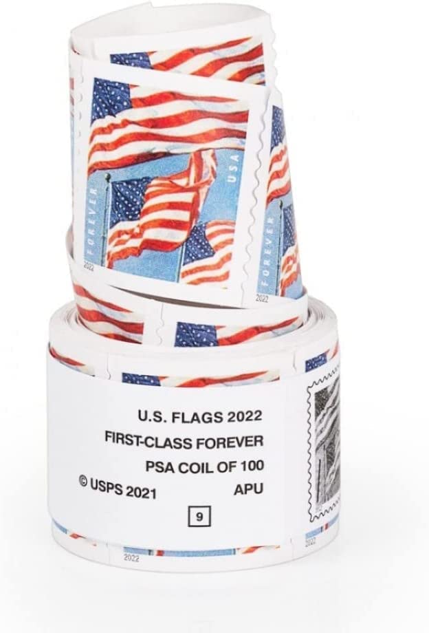 2022 First Class Roll of 100 US Flags Office Mail Supplies Invitations Celebration Announcement-image-863025618