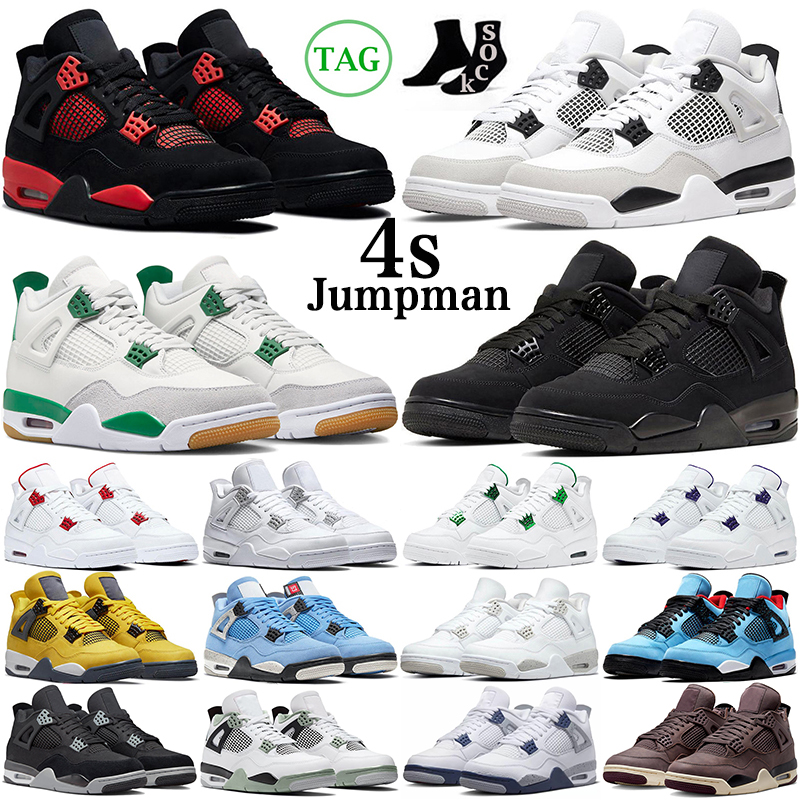 

4 Jumpman 4s Basketball Shoes Pine Green Military Black Cat Canvas Red Thunder University Blue Thunder Pink Cactus Jack Men Women Trainers Outdoor Sneakers